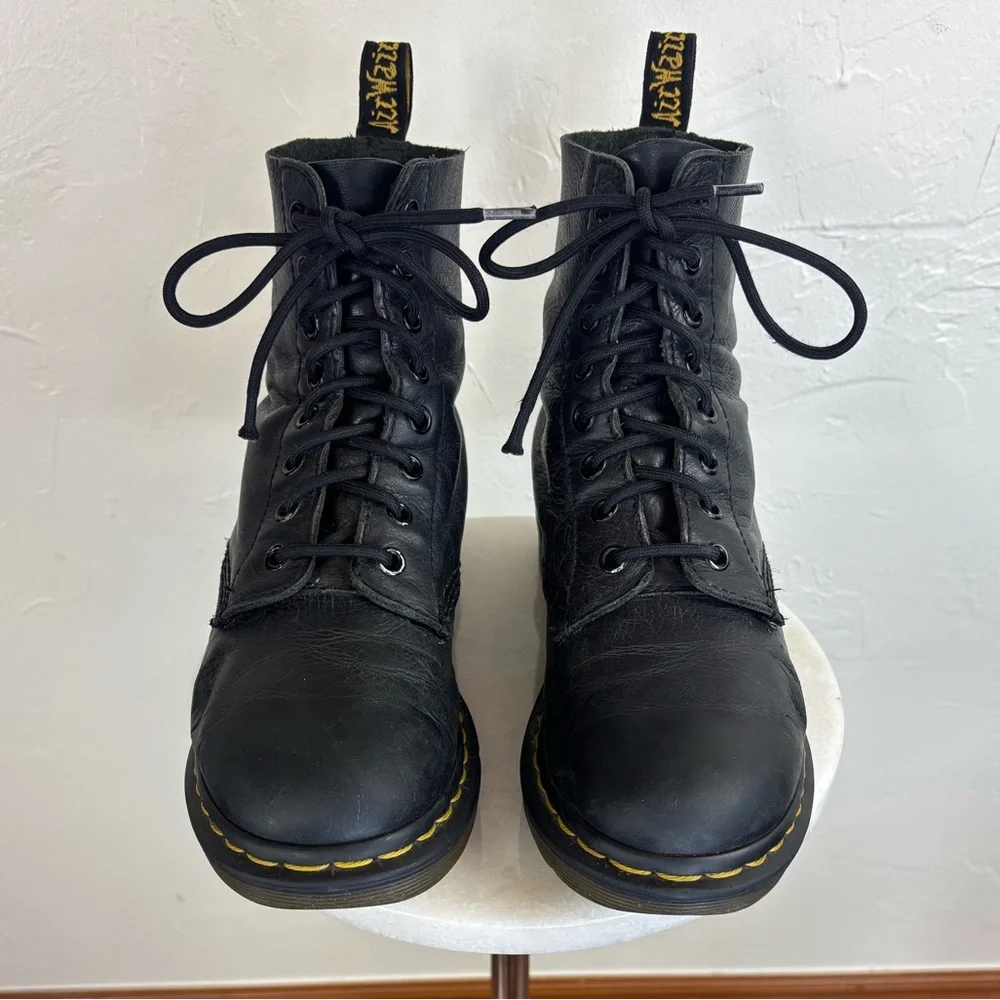 DR. MARTENS Women's‎ Leather Combat Boot Shoe Black Airway High Top Lace Ankle 7